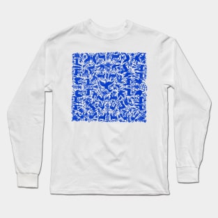 Otomi Mexican Design Blue Long Sleeve T-Shirt